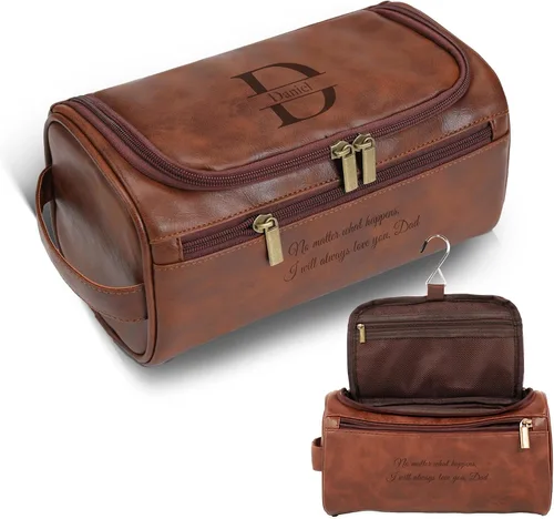 Miniatura 11 de Easycosy Neceser personalizado para hombres, grabado con nombre e iniciales, neceser de cuero PU para hombres para viajar, artículos esenciales
