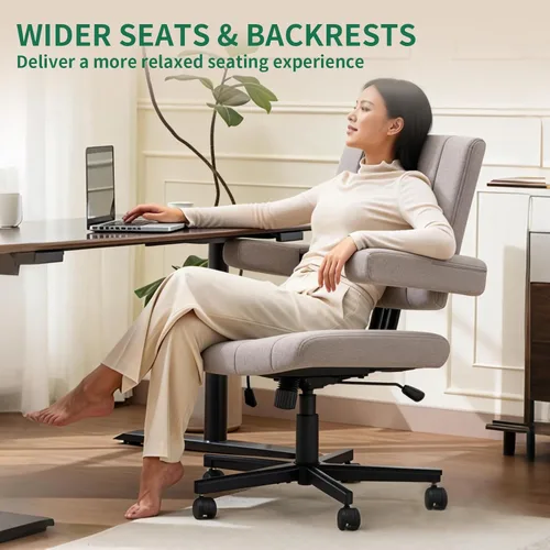Miniatura 8 de Vigosit Silla de oficina ergonómica cruzada – Silla de escritorio ajustable con reposabrazos anchos, tela antiagarre, capacidad de 265 libras (gris)