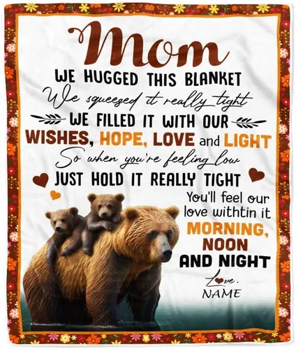 Miniatura 29 de Manta de vellón personalizada con texto en inglés «To My Mom», diseño de girasol de hija e hijo, carta de amor con texto en inglés «You are the