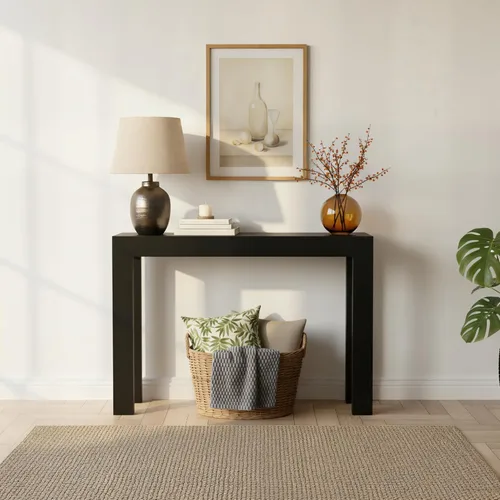 Plank+Beam Mesa consola moderna de madera maciza, 46 pulgadas, mesa de sofá, mesa de entrada estrecha para pasillo, detrás del sofá, sala de estar,