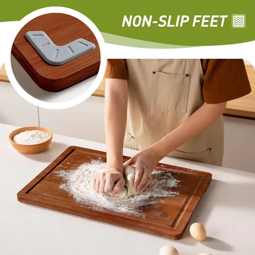 Miniatura 2 de Set de Tablas de Cortar de Bambú con Pies Antideslizantes para Sobre el Fregadero Regalos Mejor Mamá Mejor para Mamá Adicional Mamá Ocupada de Marrón