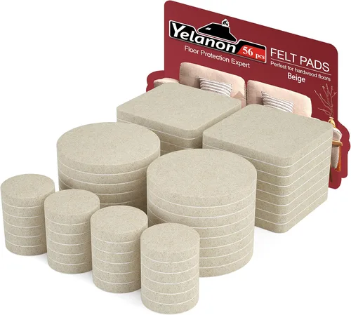 Miniatura 13 de Yelanon Almohadillas de fieltro para muebles, 56 unidades (1+2 pulgadas), almohadillas de fieltro de alta calidad para muebles de patas de silla