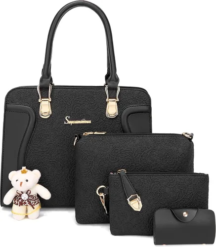 Miniatura 103 de Bolsos de mano de moda para mujer, bolsa de hombro, asa superior, bolsa de mano, juego de 4 piezas
