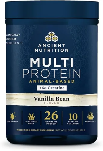 Miniatura 10 de Ancient Nutrition Polvo multiproteico a base de animales + creatina, 0.92 oz de proteína, suero alimentado con hierba, caldo de huesos, péptidos
