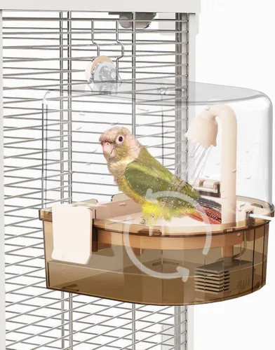 Miniatura 8 de Baños automáticos para pájaros para jaula – Baño de periquito interior con bomba, ducha de pájaros con 2 modos de agua corriente, accesorio de jaula