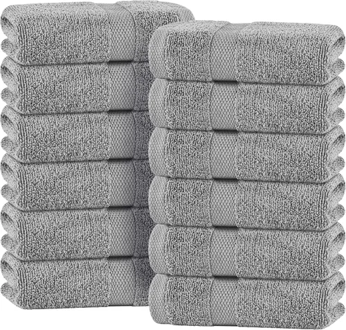 Miniatura 42 de Toallas de mano blancas clásicas para baño [paquete de 12] Toallas de mano de algodón a granel para gimnasio, cocina y spa, 16x27 pulgadas, toallas