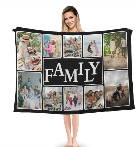 Miniatura 16 de Manta personalizada, diseño de vellón con texto, mantas con imágenes personalizadas para bebé, madre, padre, adultos, amigos, amantes, perros, 1 Foto