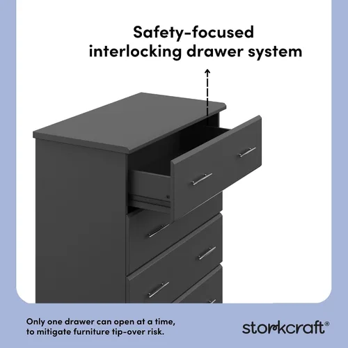 Miniatura 8 de Storkcraft - Cómoda de 4 cajones Brookside (color gris), con certificado GREENGUARD Gold, para habitación de bebé o niños, organizador