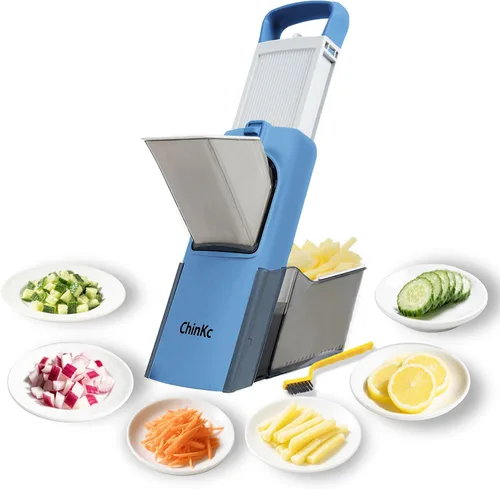 Cortador de mandolina seguro mejorado para cocina, picador de alimentos vegetales ajustable, cebolla, papas fritas, ensalada de verduras juliana +