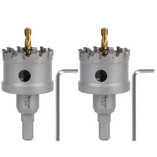 Miniatura 32 de Sierra perforadora de carburo de 1-1/2 pulgadas (1.496 in) para metal duro, cortador de agujeros con punta de carburo de tungsteno con broca piloto