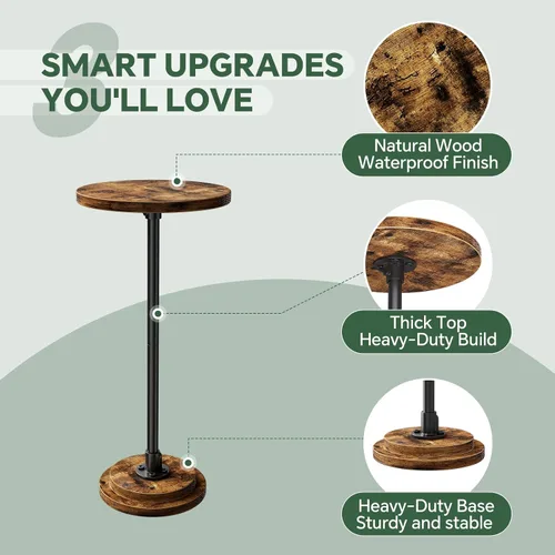 Miniatura 5 de Simple Trending Mesa auxiliar pequeña, mesa redonda para bebidas, mesa auxiliar de sofá para sala de estar, mesas de café para dormitorio, marrón