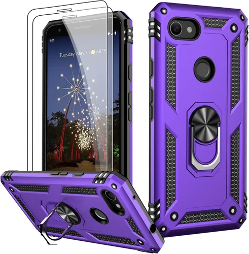 Miniatura 78 de LUMARKE Funda para Google Pixel 5 con protector de pantalla, pasa 16 pies, probada en caídas, grado militar, con soporte de anillo magnético, Rojo
