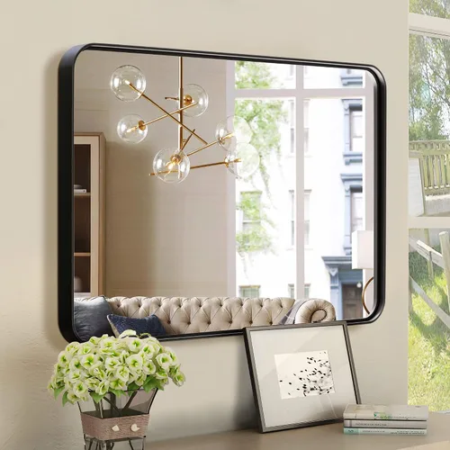 Miniatura 30 de NicBex Espejo de tocador de baño de 32 x 22 pulgadas, espejo de pared con marco de aleación para tocador de baño, dormitorio, pasillo y decoración