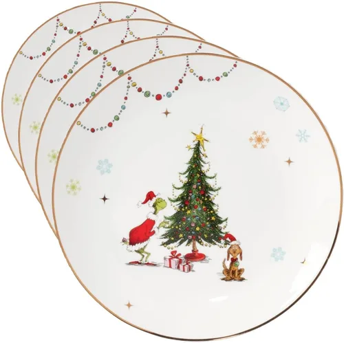 Miniatura 16 de Lenox 896338 Tarro de dulces cubierto con texto en inglés "Merry Grinchmas", decoración navideña y festiva