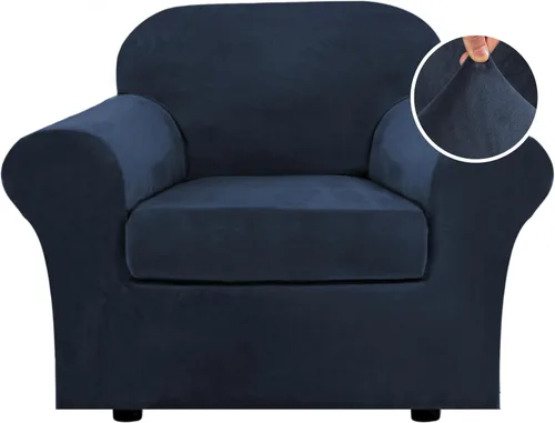 Miniatura 79 de H.VERSAILTEX - Funda elástica para sofá de 3 piezas, de suave terciopelo afelpado, para sofá biplaza con 2 cojines de hasta 72 pulgadas de ancho, se