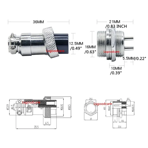 Miniatura 5 de Lsgoodcare Kit de surtido de 48 piezas, conector de cable de aviación macho hembra de 6 pines, 7 pines, 8 pines, 9 pines, 10 pines, rosca de 16 mm