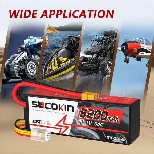 Miniatura 6 de 3S Lipo Batería 11.1V 5200mAh Lipo Batería con conector XT60 Enchufe Estuche Duro 60C para RC Modelo de Coche RC Racing Car Heli Avión Quadcopter