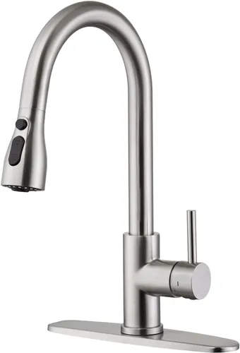 Miniatura 8 de CREA Grifo de Fregadero de Cocina, Grifos de Cocina Extraíbles con Rociador 3 Modos, Grifo de Lavandería Utilitario de Níquel Cepillado Agujero