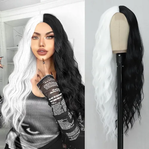 Miniatura 38 de Peluca larga rubia 613 para cosplay, peluca sintética de 28 pulgadas, parte media, regalos realistas, pelucas de fiesta para mujeres, uso diario