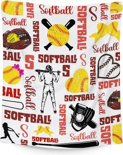 Miniatura 15 de COZYAURA Manta de sóftbol, regalos de equipo de sóftbol para niñas, mujeres y jugadores, 30 x 40 pulgadas, acogedoras mantas mullidas para sofá