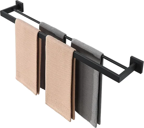 Miniatura 19 de Alise Toallero negro, toallero de 16 pulgadas para baño, toallero de acero inoxidable SUS304 montado en la pared, colgador de toallas resistente