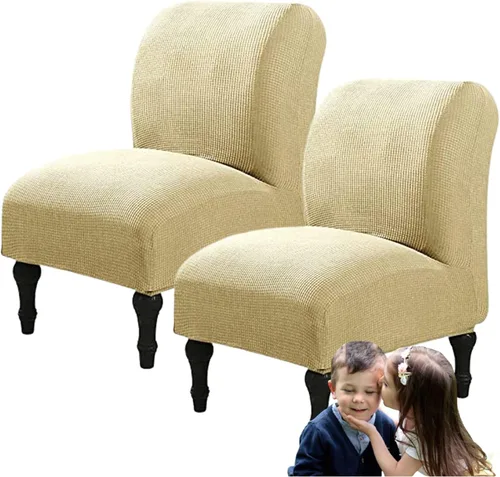 Miniatura 11 de Fundas elásticas para silla sin brazos, extraíbles y lavables, de elastano jacquard sin reposabrazos, protector de muebles para sala de estar, Verde