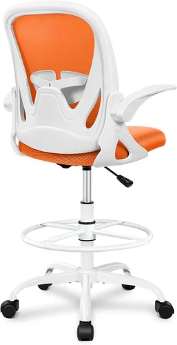 Primy Silla de Dibujo Silla de Oficina Alta con Reposabrazos Abatibles Silla Ejecutiva Ergonómica de Computadora para Escritorio de Pie con Soporte
