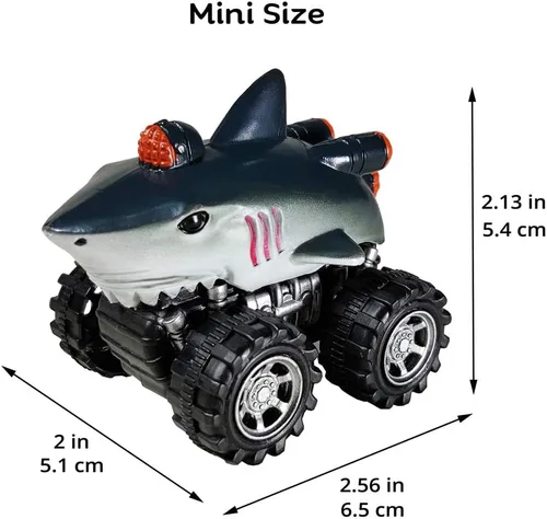 Miniatura 2 de DINOBROS Juguetes de tiburón, autos de tracción para niños y niños pequeños, paquete de 4 unidades, camión de animales marinos, juguete de delfín