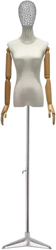 Miniatura 8 de Forma de vestido de maniquí dorado ajustable con trípode, brazos y cabeza desmontables, modelo de visualización de tamaño mediano para ropa, joyas