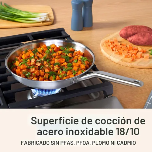 Miniatura 4 de Calphalon Juego de utensilios de cocina de acero inoxidable cepillado de 3 capas con Turbo Heat Tech 3 piezas, incluye juego de sartenes para freír