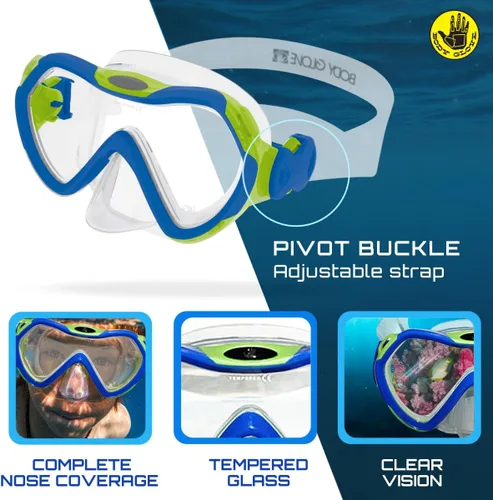 Miniatura 5 de Body Glove Aquatic - Grape Youth - Combo de máscara y esnórquel - Snorkel, buceo y natación - Vidrio templado para adultos-tubo flexible