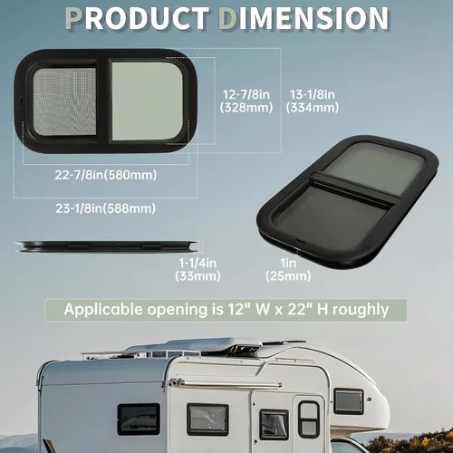 Miniatura 2 de HECASA Ventana Vertical para RV de 12" de Ancho x 22" de Alto, Ventanas de Repuesto para Remolque de Carga para Caravana Remolque de Viaje Furgoneta