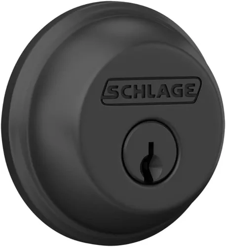 Schlage - Cerrojo con llave de 1 lado, la más alta seguridad residencial, negro mate, B60 N 622