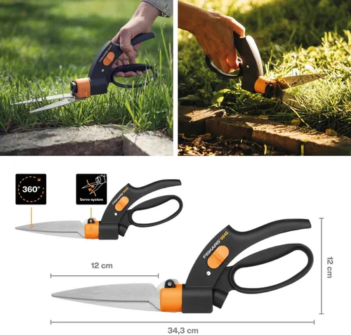 Miniatura 2 de Fiskars Servo-System Grass Shear GS42, Mecanismo servo-sistema antiatascos, Longitud: 135.4 in, Cuchillas de acero/Mangos de plástico