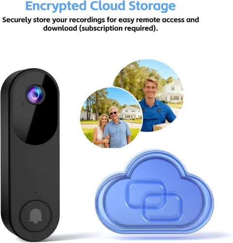 Miniatura 6 de Timbre de video inalámbrico con timbre, audio bidireccional, visión nocturna, timbres de video alimentados por batería, almacenamiento en la nube