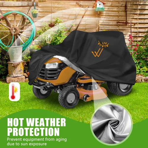 Miniatura 4 de KISEER Cubierta para Cortacésped de Exterior Impermeable Resistente Poliéster Oxford 420D Protección UV Cubierta para Tractor de Césped Se Adapta a