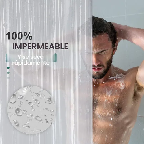 Miniatura 4 de AmazerBath - Cortina de plástico transparente de acetato de vinilo polietileno (PEVA) prémium, 72x72 pulgadas, 8G, de alta resistencia, con 3
