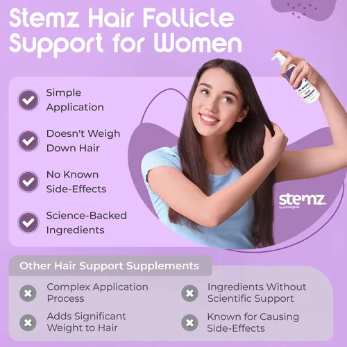 Miniatura 5 de Stemz - Estimulador de folículos pilosos para mujeres, alternativa natural al minoxidil y al aceite de crecimiento del cabello, péptidos de musgo