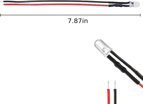Miniatura 3 de 30 bombillas LED blancas de 0.118 in y 12 V precableadas con cable de 7.87 pulgadas, diodo emisor precableado, 30 unidades, color negro, 0.118 in