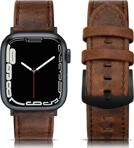 Miniatura 14 de EDIMENS Correas de cuero compatibles con Apple Watch de 1.81 pulgadas, 1.77 pulgadas, 1.73 pulgadas, 1.65 pulgadas (serie 1, 2, 3) para hombres