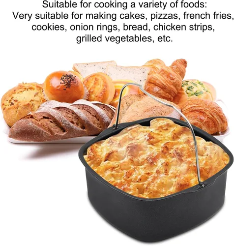 Miniatura 6 de Molde para freidora de aire de 6.89 pulgadas, sartén antiadherente para tartas, freidora de aire, para pasteles, pizza, hornear pan, bandeja