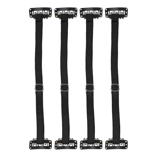 Miniatura 8 de 4 bandas de estiramiento facial con clips, banda facial instantánea elástica ajustable, correa de elevación invisible para estiramiento facial, Negro