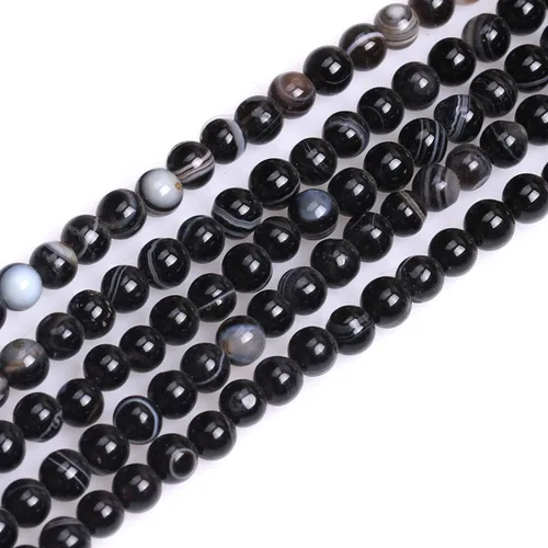 Miniatura 11 de GEM-Inside Cuentas sueltas de piedra natural de lava negra de 8 mm, redondas, piedra de energía para hacer joyas 15' Negro