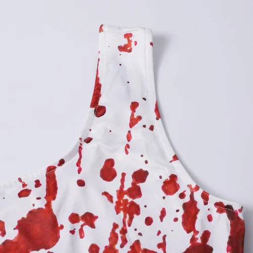 Miniatura 5 de Vestido sin mangas sexy con estampado sangriento para mujer, con cuello redondo y estampado sangriento, para mujer