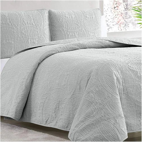 Miniatura 11 de Mellanni - Juego de cubrecama para cama individual con funda de almohada - Tecnología de acolchado ultrasónico - Juego de edredón de 2 piezas de Gris