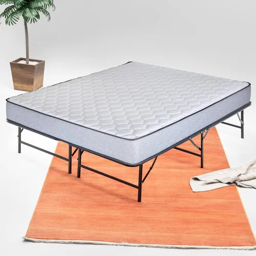 Miniatura 7 de Base de cama Quickbase de metal de 14 pulgadas con colchón de espuma de alta densidad de 5 pulgadas, parte superior firme media, 75 x 30, gris