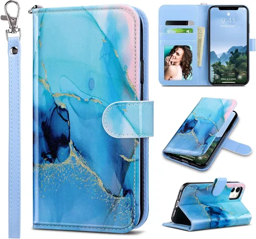 Miniatura 14 de ULAK Funda de piel sintética compatible con iPhone 11 con tarjetero y cierre magnético con función atril, a prueba de golpes, para iPhone 11 de 6.1