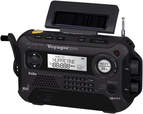 Miniatura 3 de Kaito Voyager Pro KA600 Dínamo digital solar, a cuerda. Radio con palanca de dínamo frecuencias AM/FM/LW/SW y NOAA, para emergencias, con linterna