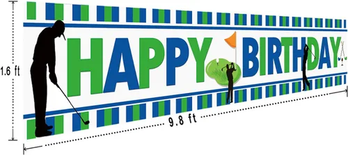Miniatura 2 de Cartel grande de golf de feliz cumpleaños, suministros y decoraciones para fiestas temáticas para hombres, niños, adultos, niños, decoración