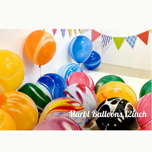 Miniatura 2 de Globos de mármol azul de ágata marmolada, globos azules de 12 pulgadas, 50 unidades de teñido anudado para fiesta de cumpleaños, decoración